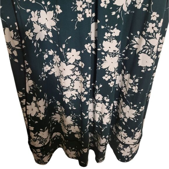 J. Jill Wearever Collection Emerald Green White Floral Midi Dress, Size XLT NEW - Picture 3 of 9